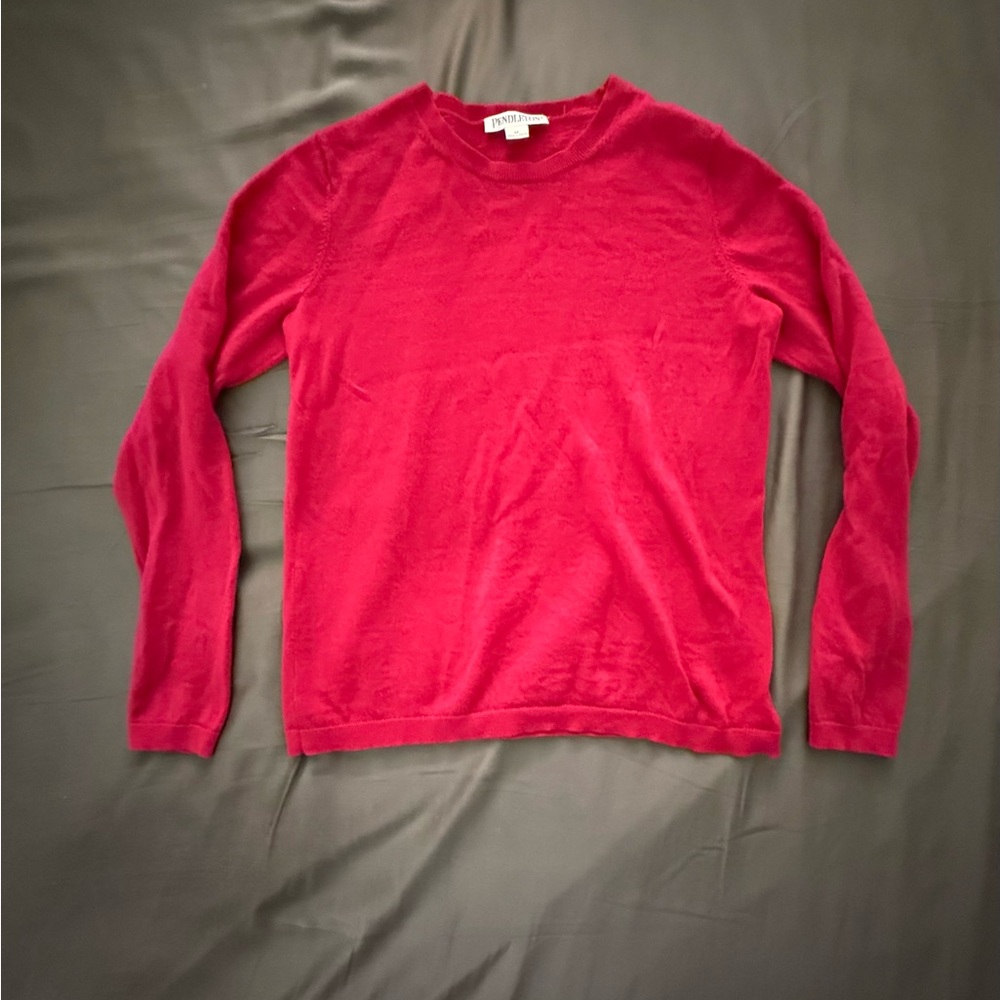 Pendleton Bright Pink Crewneck Sweater 100% Merino Wool